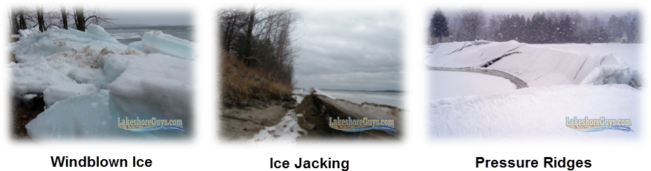 Windblown ice, ice jacking, and pressure ridges