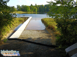 Gravel boat ramp, graded and compacted - close-up view