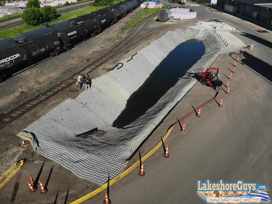 Concrete mattress installation - aerial view