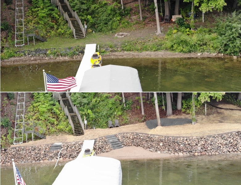Lotus Lake shoreline restoration - before and after