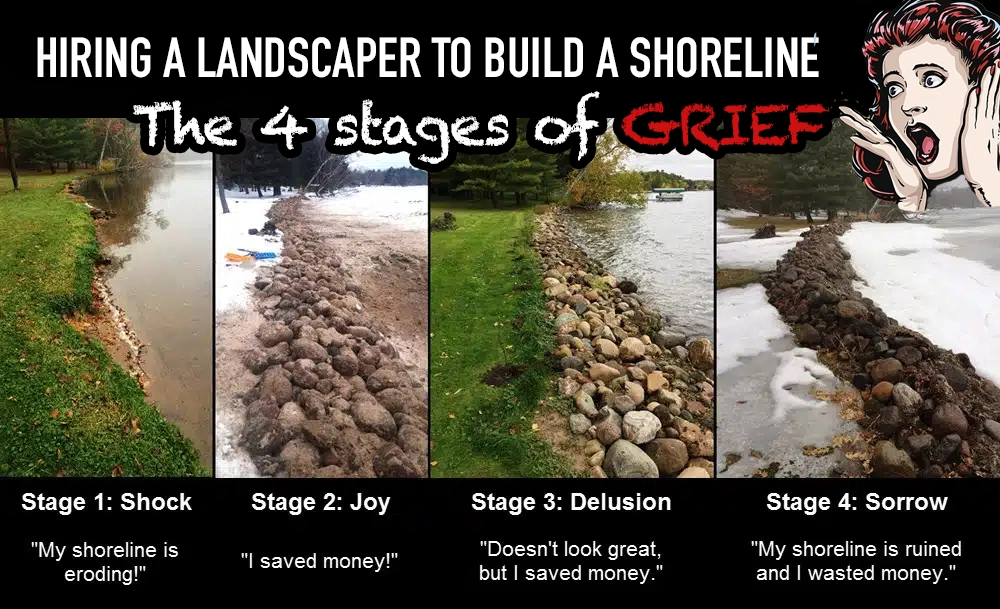 Hiring a Landscaper to Build Your Shorline the 4 Stages of Grief Eroding Shoreline built by landscapers